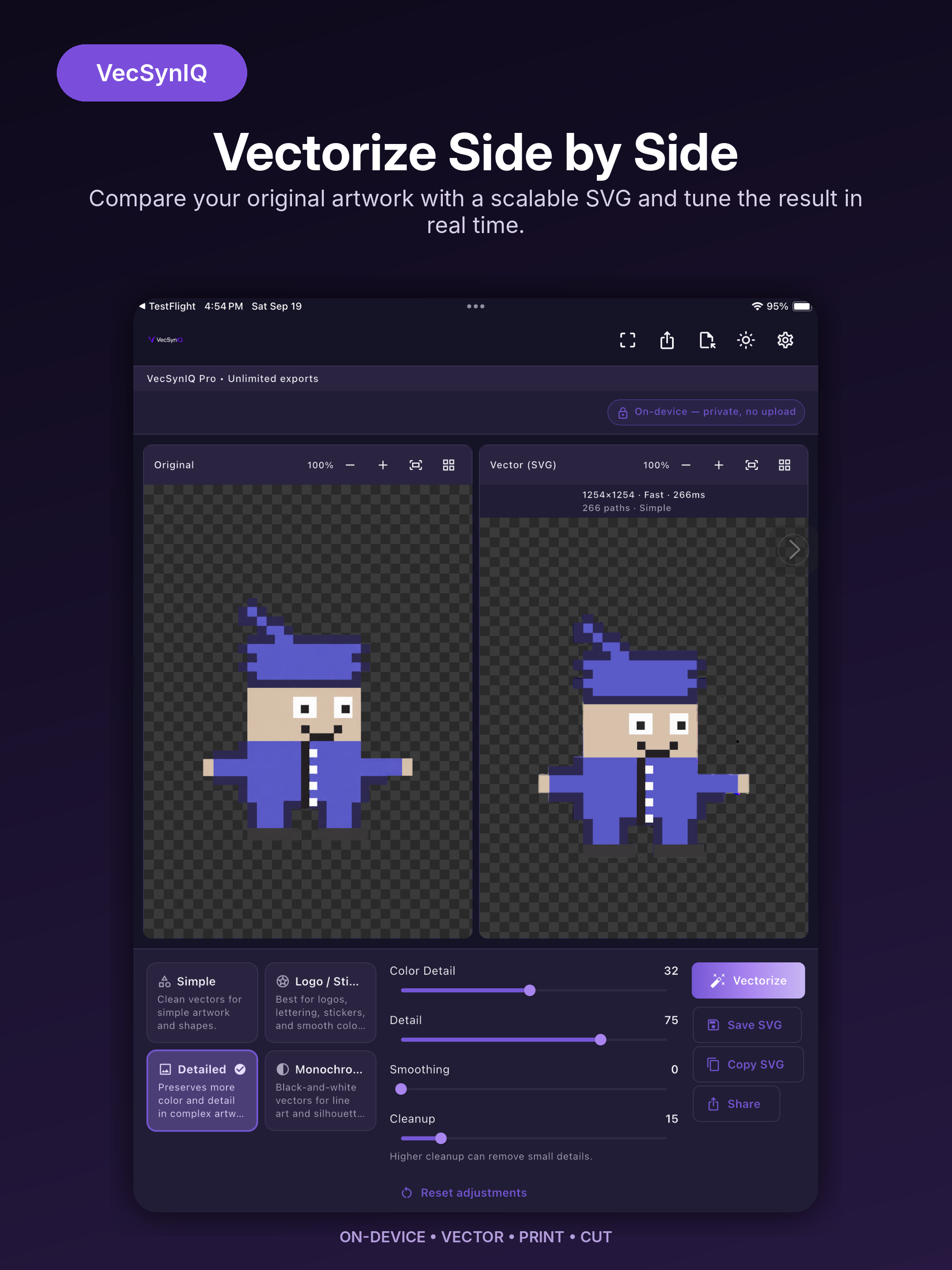 VecSynIQ responsive editor on iPad